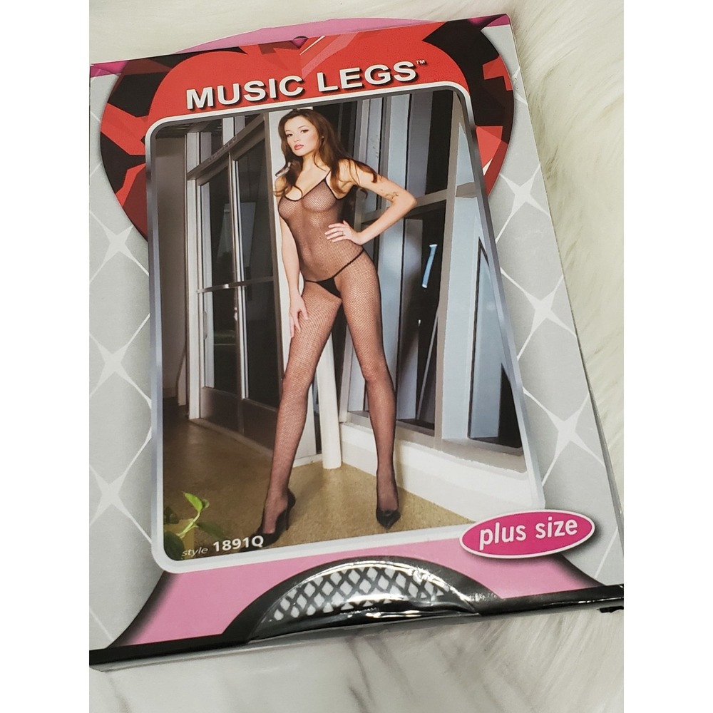 NEW FITS UP TO 250LB Fishnet Criss Cross Bodystocking Music Legs 1891Q